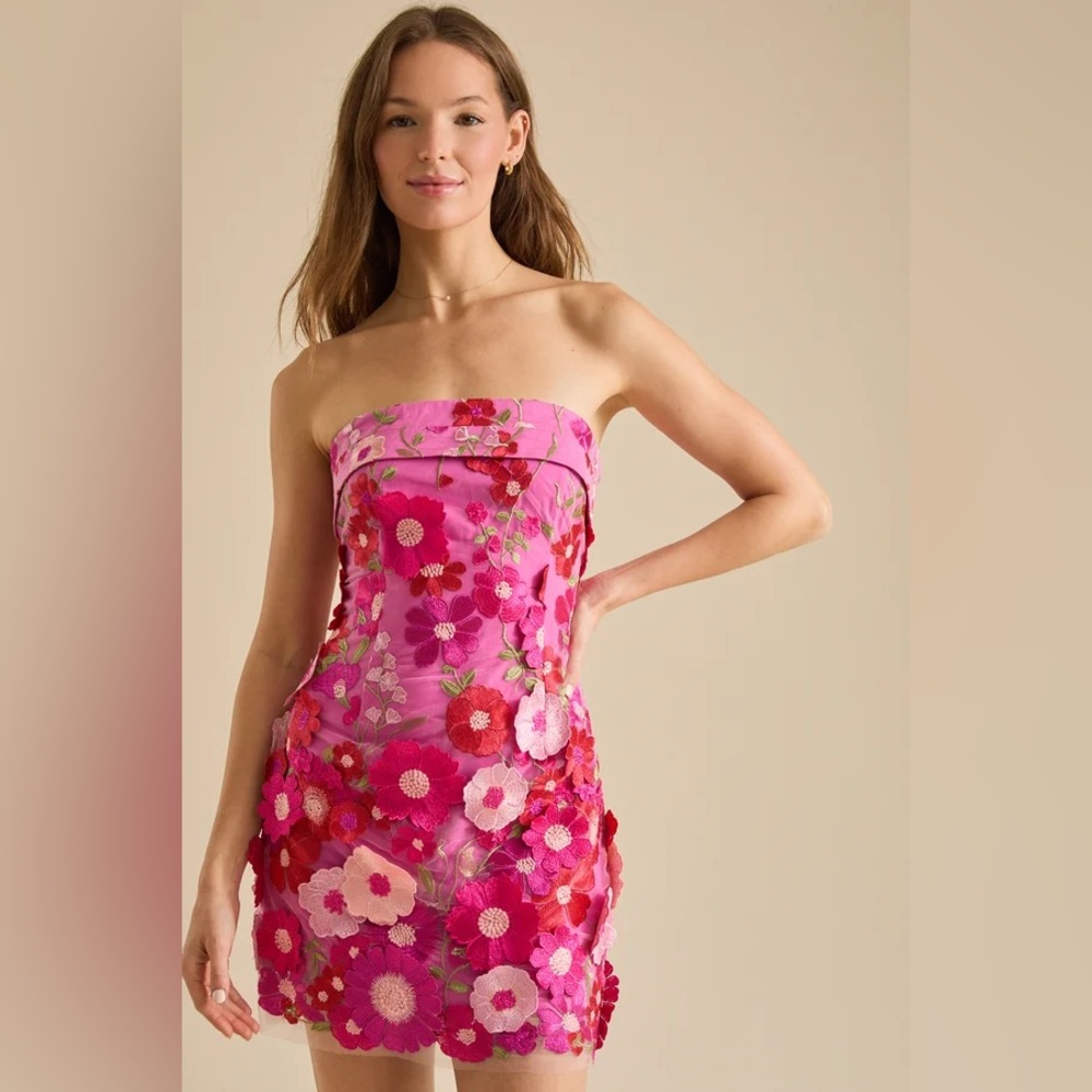 NEW! Petal & Pup BUTTERFIELDS STRAPLESS MINI DRESS HOT PINK Medium